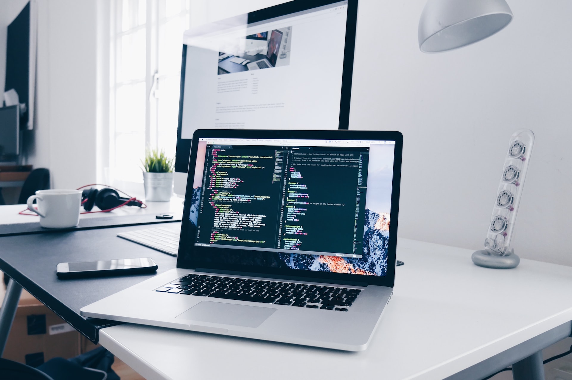 Macbook open on a desk